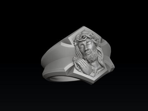 Praying Jesus Cross Ring Pendant Set Pack 3D print model 3Dプリントモデル