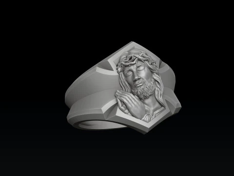 Praying Jesus Cross Ring Pendant Set Pack 3D print model 3D Print Model