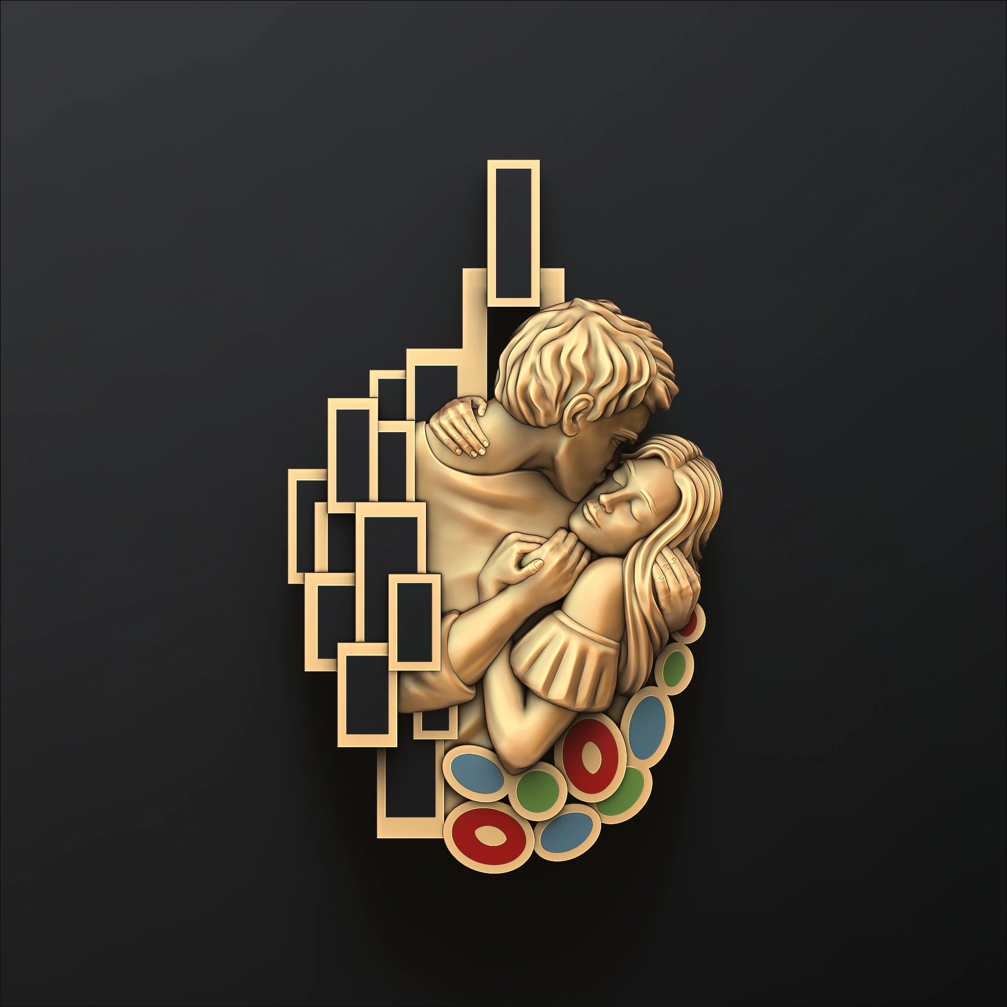 Lovers Kiss Pendant 3D print model 3D Print Model .c4d .max .obj .3ds .fbx .stl .blend 
