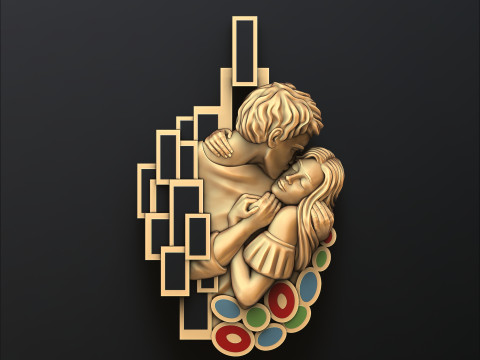 Lovers Kiss Pendant 3D print model 3Dプリントモデル