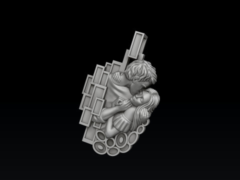 Lovers Kiss Pendant 3D print model 3Dプリントモデル