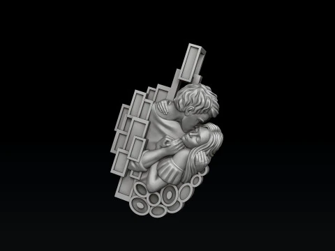 Lovers Kiss Pendant 3D print model 3D Print Model