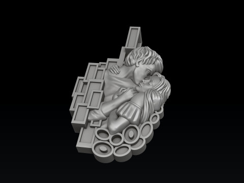 Lovers Kiss Pendant 3D print model 3Dプリントモデル