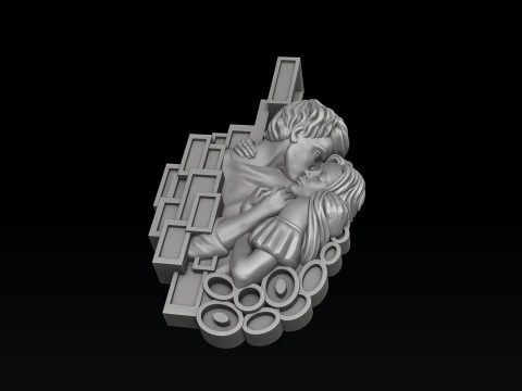 Lovers Kiss Pendant 3D print model 3D Print Model