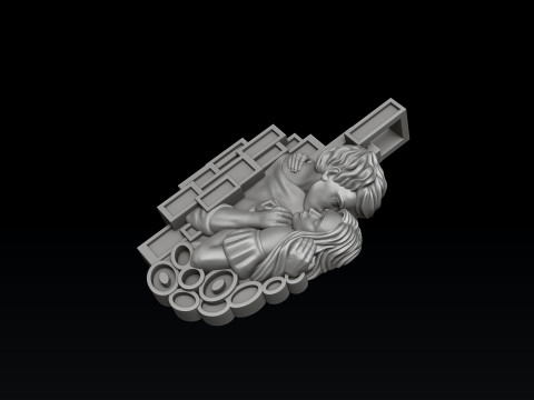 Lovers Kiss Pendant 3D print model 3Dプリントモデル