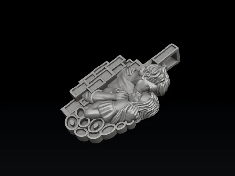 Lovers Kiss Pendant 3D print model 3D Print Model