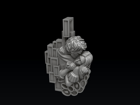 Lovers Kiss Pendant 3D print model 3Dプリントモデル