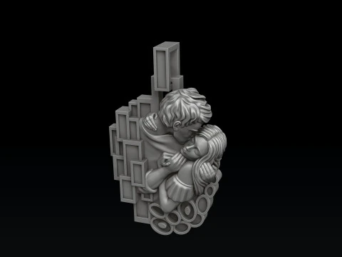 Lovers Kiss Pendant 3D print model 3D Print Model