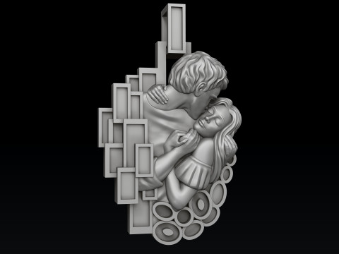 Lovers Kiss Pendant 3D print model 3Dプリントモデル