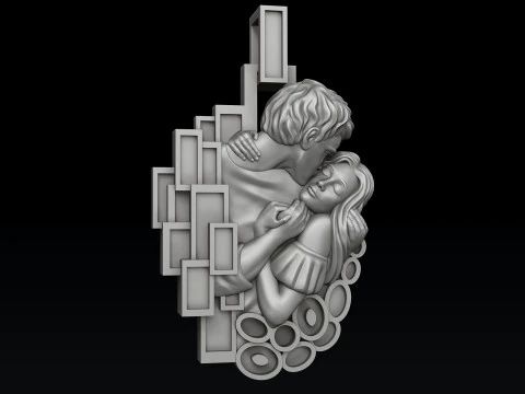Lovers Kiss Pendant 3D print model 3D Print Model