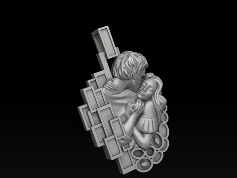 Lovers Kiss Pendant 3D print model 3Dプリントモデル