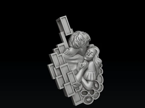 Lovers Kiss Pendant 3D print model 3D Print Model