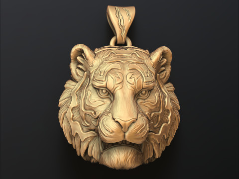 Tiger Head Pendant 3D print model 3Dプリントモデル