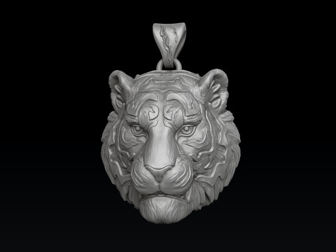 Tiger Head Pendant 3D print model 3Dプリントモデル