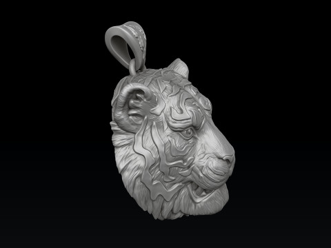 Tiger Head Pendant 3D print model 3Dプリントモデル