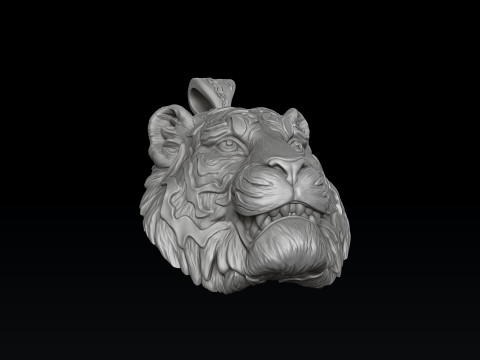 Tiger Head Pendant 3D print model 3Dプリントモデル