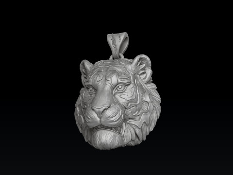 Tiger Head Pendant 3D print model 3Dプリントモデル