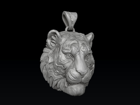 Tiger Head Pendant 3D print model 3Dプリントモデル