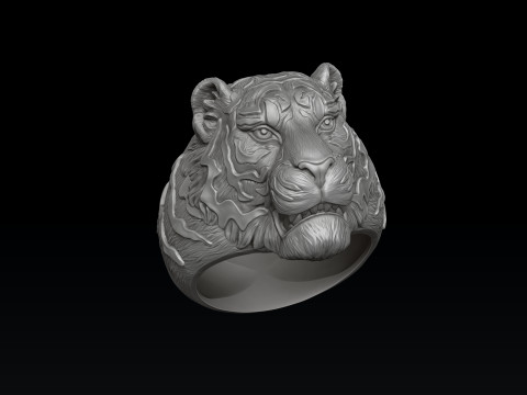 Tiger Pendant Ring Set 3D print models 3Dプリントモデル