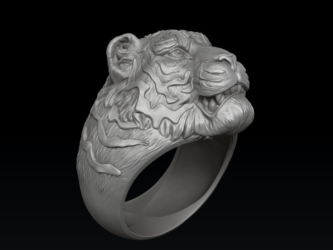 Tiger Pendant Ring Set 3D print models 3Dプリントモデル