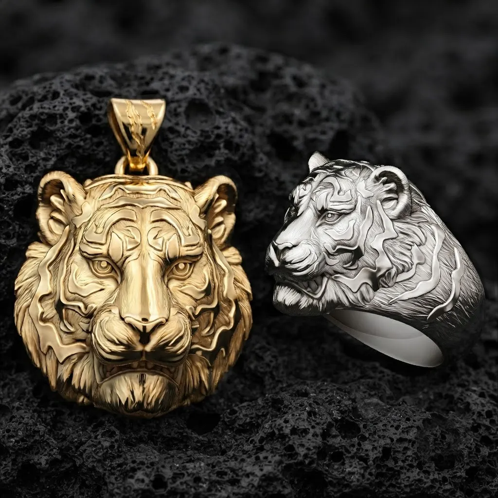 Tiger Pendant Ring Set 3D print models 3D Print Model .c4d .max .obj .3ds .fbx .stl .blend