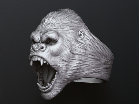 Gorilla Head Ring 3D print model Modello di stampa 3D