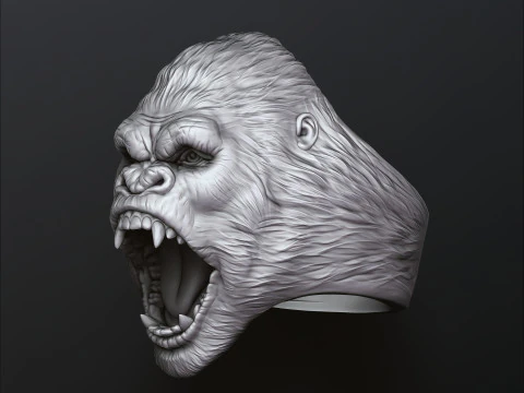 Тривимірна друкована модель кільця з головою горили 3D Принт Модель