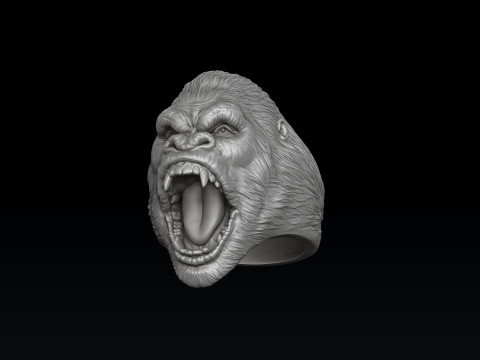 Gorilla Head Ring 3D print model 3D Print Model