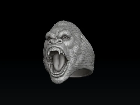 Тривимірна друкована модель кільця з головою горили 3D Принт Модель