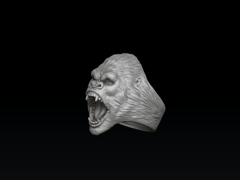 Gorilla Head Ring 3D print model 3D Print Model