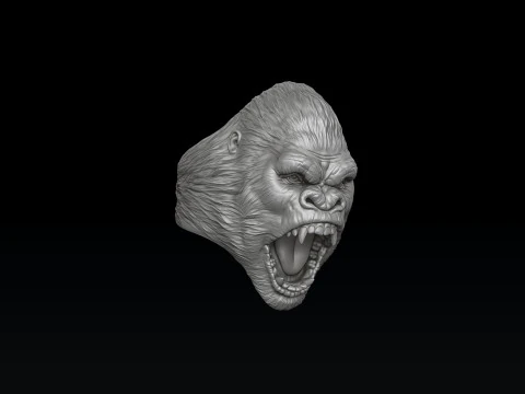 Тривимірна друкована модель кільця з головою горили 3D Принт Модель