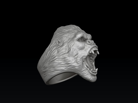 Gorilla Head Ring 3D print model 3D Print Model