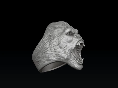Тривимірна друкована модель кільця з головою горили 3D Принт Модель