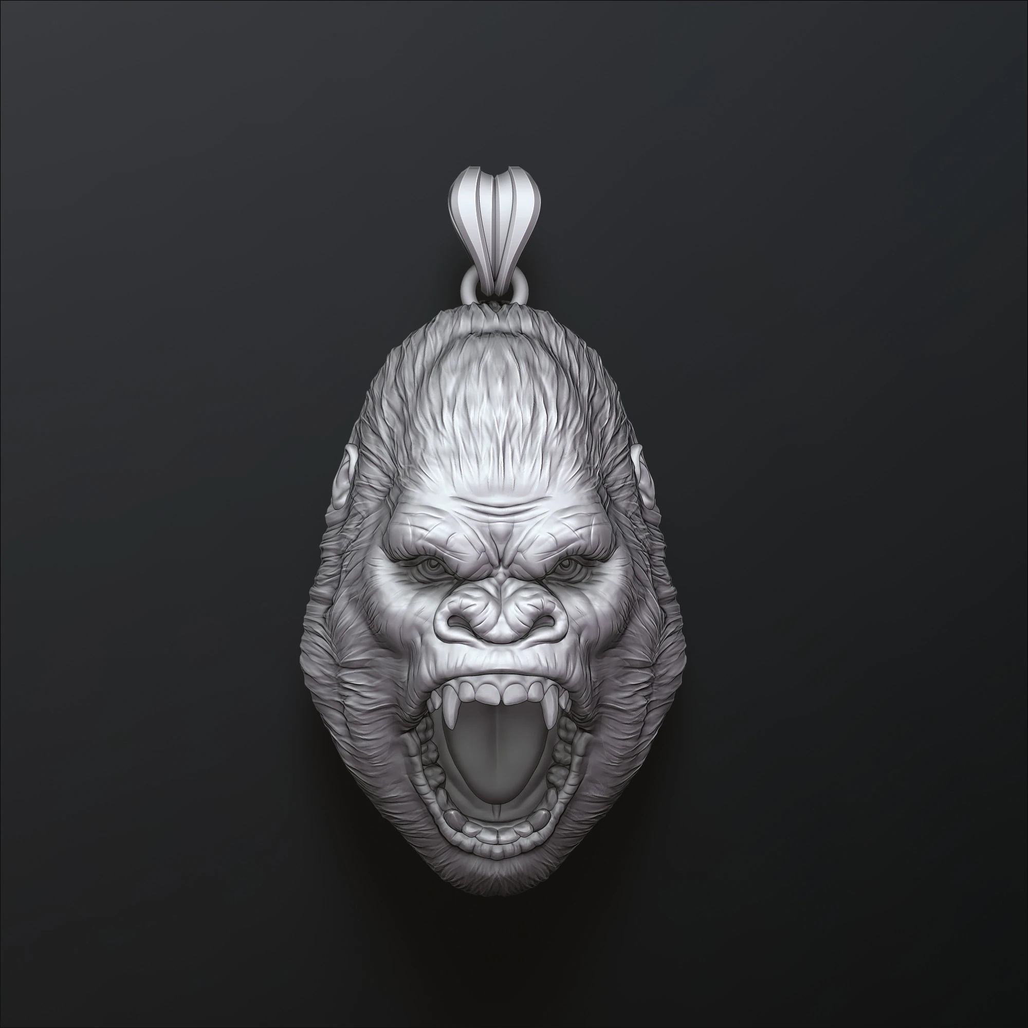 ゴリラヘッドペンダント3Dプリントモデル 3Dプリントモデル .c4d .max .obj .3ds .fbx .stl .blend