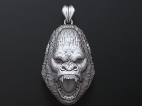 Gorilla Head Pendant 3D print model 3Dプリントモデル