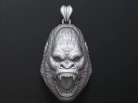Modello di stampa 3D con ciondolo testa di gorilla Modello di stampa 3D