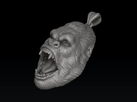 ゴリラヘッドペンダント3Dプリントモデル 3Dプリントモデル
