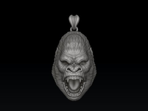 Gorilla Head Pendant 3D print model 3Dプリントモデル