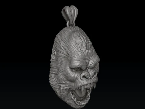 ゴリラヘッドペンダント3Dプリントモデル 3Dプリントモデル