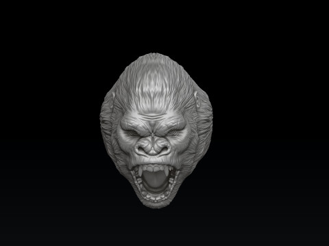 Gorilla Head Pendant Ring Collection 3D print model Modelo de impresión 3D