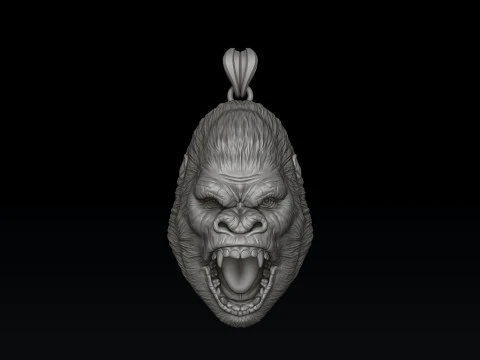 Gorilla Head Pendant Ring Collection 3D print model 3D Print Model