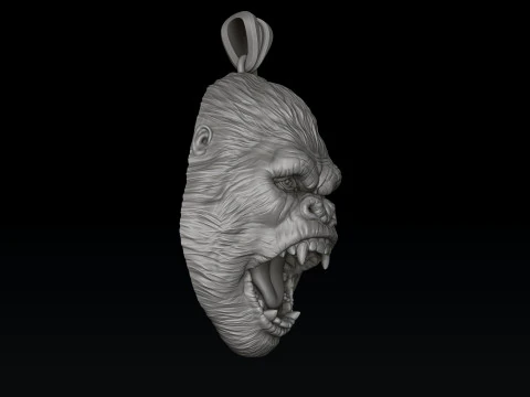 Gorilla Head Pendant Ring Collection 3D print model 3D Print Model
