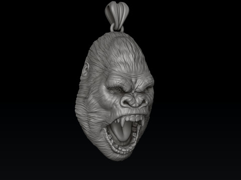 Gorilla Head Pendant Ring Collection 3D print model Modelo de impresión 3D