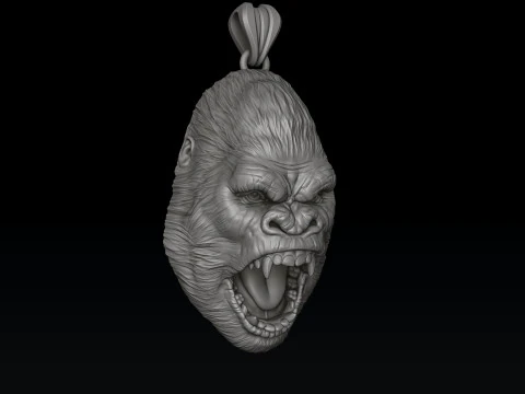 Gorilla Head Pendant Ring Collection 3D print model 3D Print Model
