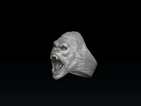 Gorilla Head Pendant Ring Collection 3D print model 3D Print Model