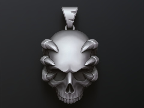 Skull Clutches Pendant 3D print model 3Dプリントモデル