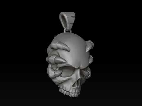 Skull Clutches Pendant 3D print model 3D Принт Модель