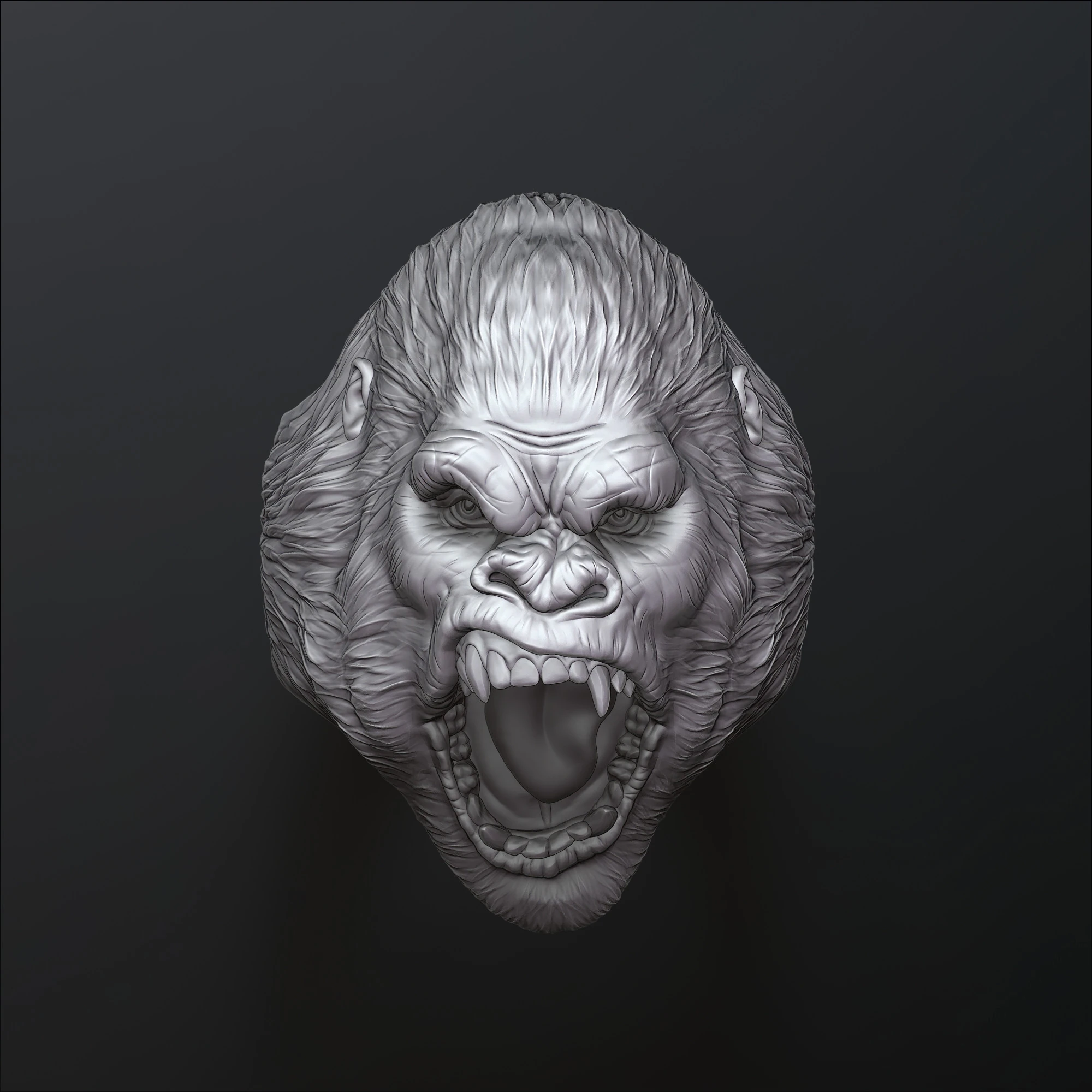 ゴリラ ヘッド リング V2 3D プリント モデル 3Dプリントモデル .c4d .max .obj .3ds .fbx .stl .blend 