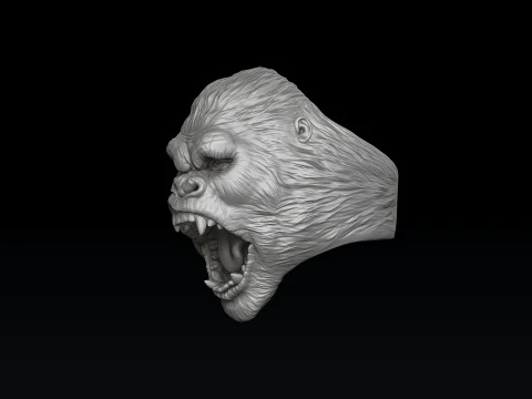 ゴリラ ヘッド リング V2 3D プリント モデル 3Dプリントモデル