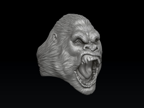 Gorilla Head Ring V2 3D print model 3Dプリントモデル